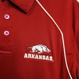 University Of Arkansas Razorbacks Polo Medium Football Gold Casual NCAA *Flawed